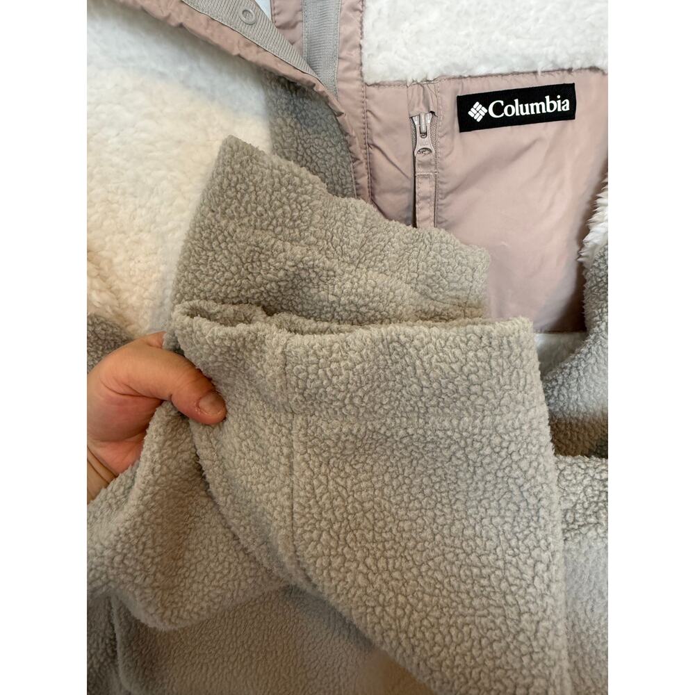 Columbia Gray Sherpa Fleece Quarter Snap Button Pullover Pockets Gorpcore-L - Picture 6 of 9